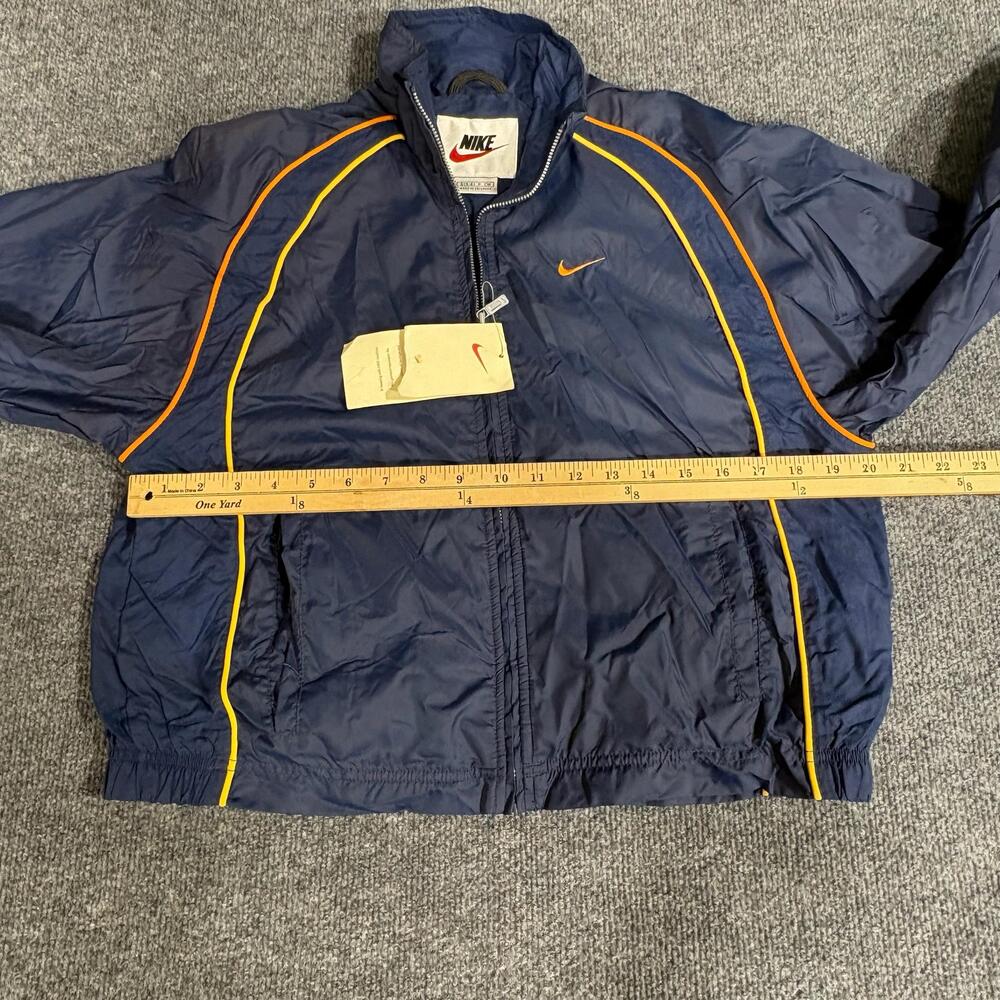 Nike Jacket Womens Blue Full Zip Windbreaker Mesh Lined Yellow Piping NOS Y2K - Picture 12 of 16